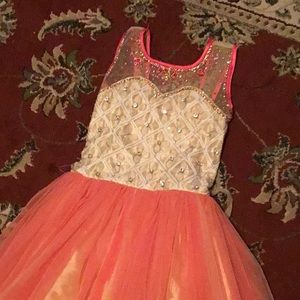 Girls Long Pink and Tan Indian Dress - Size 36
